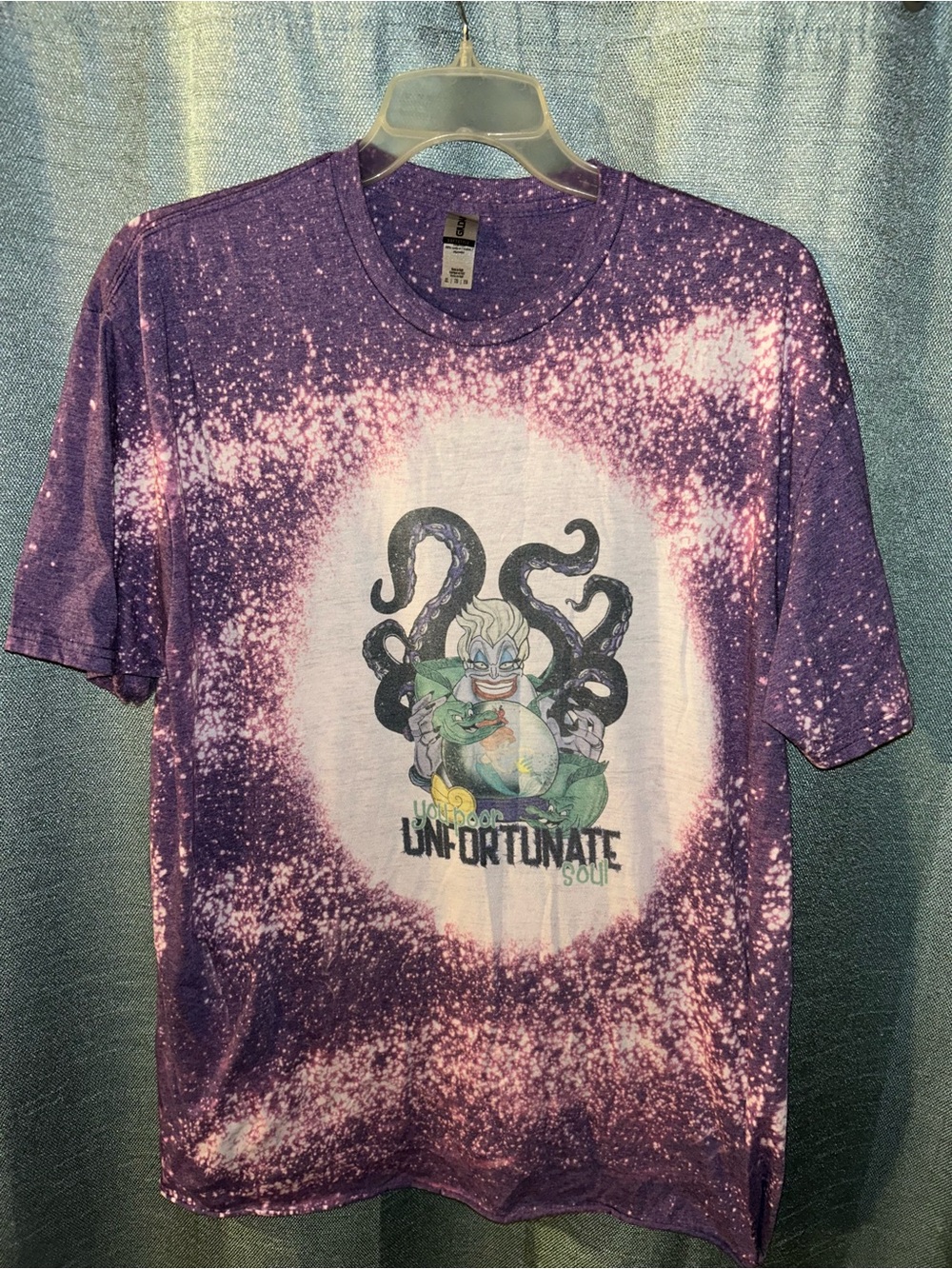 Gildan Purple Bleach-Effect 'Unfortunate Soul' Graphic Tee